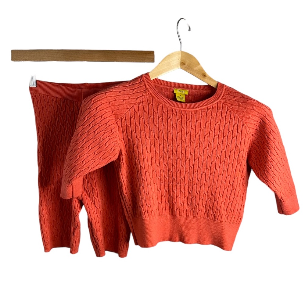 Daisy knit 2pc set coral size small